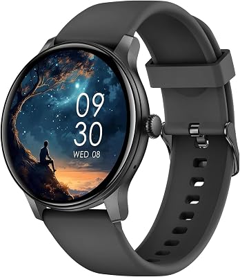 💎 73% MEGA DEAL! AcclaFit Montre Connectée Femme Homme avec Appel Bluetooth, Smartwatch Ronde 1,38″ avec Cardiofréquencemètre, Sommeil, IP68 Étanchéite, Compatible avec Android iOS – Idée Cadeau Fête des Pères