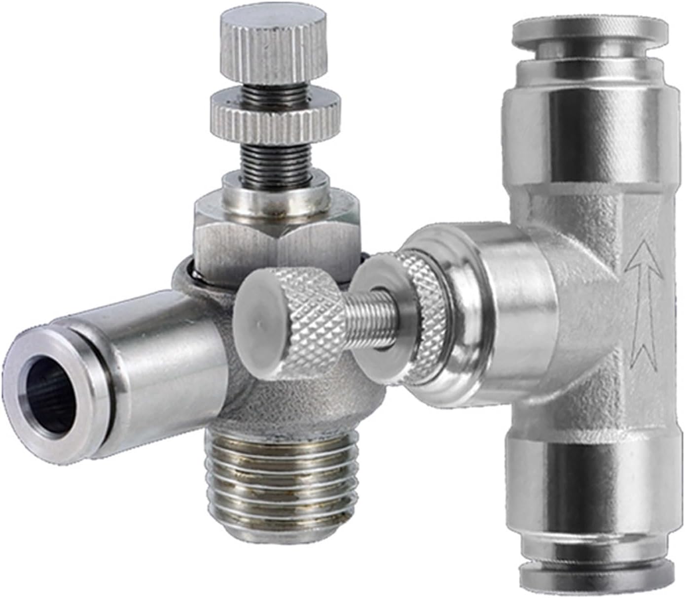 304 Stainless Steel Pneumatic Air Pipe Joint SA/SL Type Pipeline Throttle Valve Speed Regulation One-way Cylinder Quick Insertion Thread 1Pcs(Sa4(304stainlesssteel))