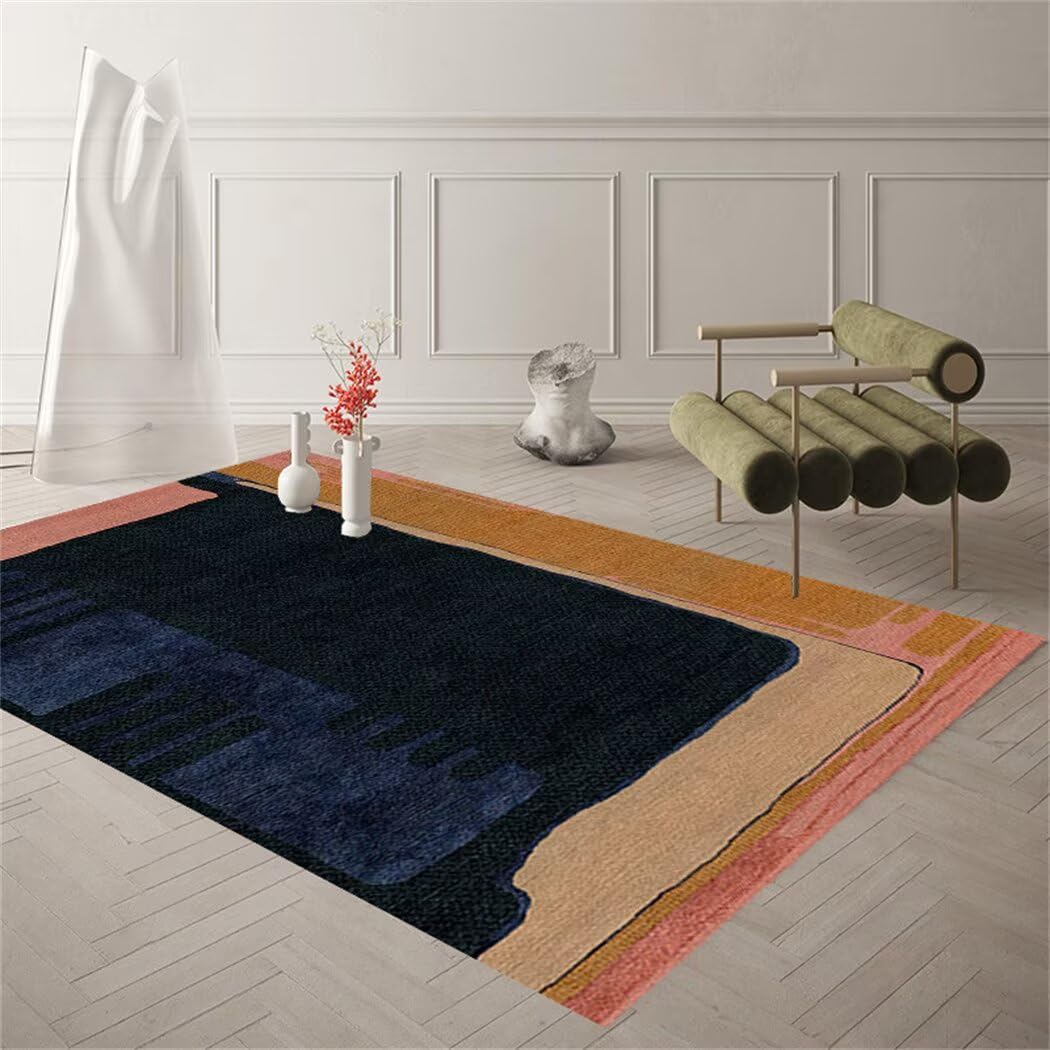 Decoracion Cocina Geometría De Lujo Ligera Alojamiento Residencial Abstracto Decorado En Azul Alfombra Pelo Corto 10 Despacho Cojin Suelo Grande 160X230CM