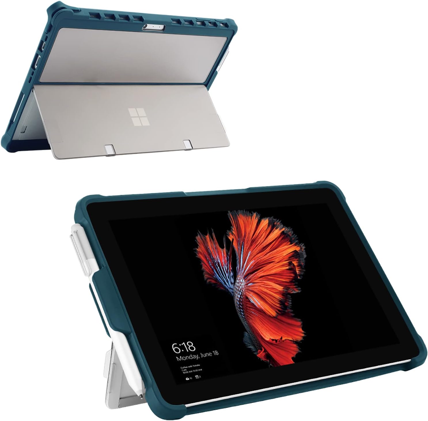 Surface Pro Case - Rugged Folio Cover with Pen Holder, Kickstand for Surface Pro 4/5/6/7/7 Plus 01- Cobalt Blue Match Blue type Cover