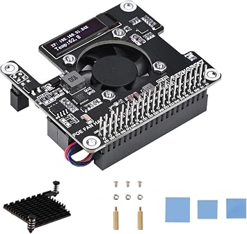 Raspberry Pi 5 POE Hat with OLED Display and Cooling Fan Power Over Ethernet Hat for Pi 5 Fits Raspberry Pi 5 Official Case
