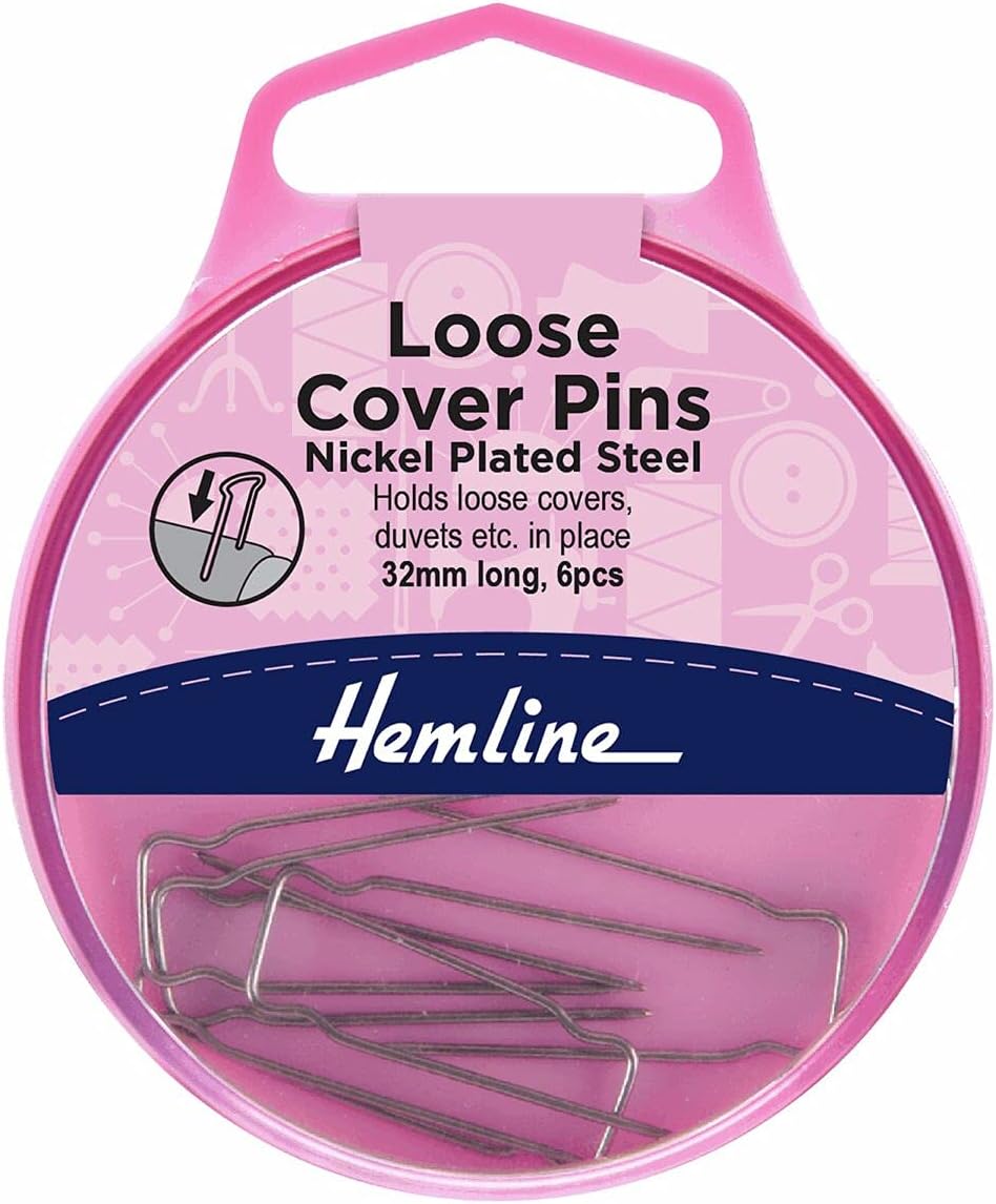 Hemline Loose Cover Pins, 30mm, Pk of 6, in Flip Top Box