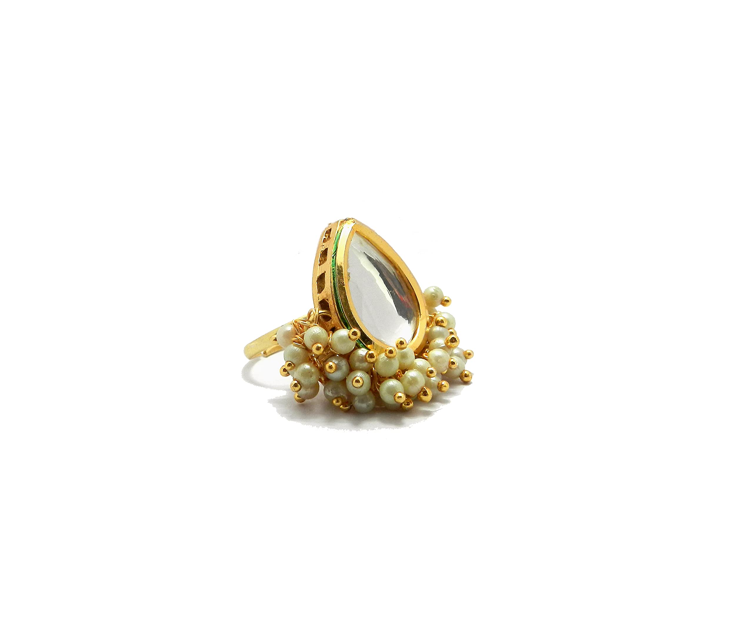 Radhesh Creation and Jewellery Traditional Kundan Ring With White Pearls For Women and Girls (B0BVKGGVR9) Amazon Price History, Amazon Price Tracker