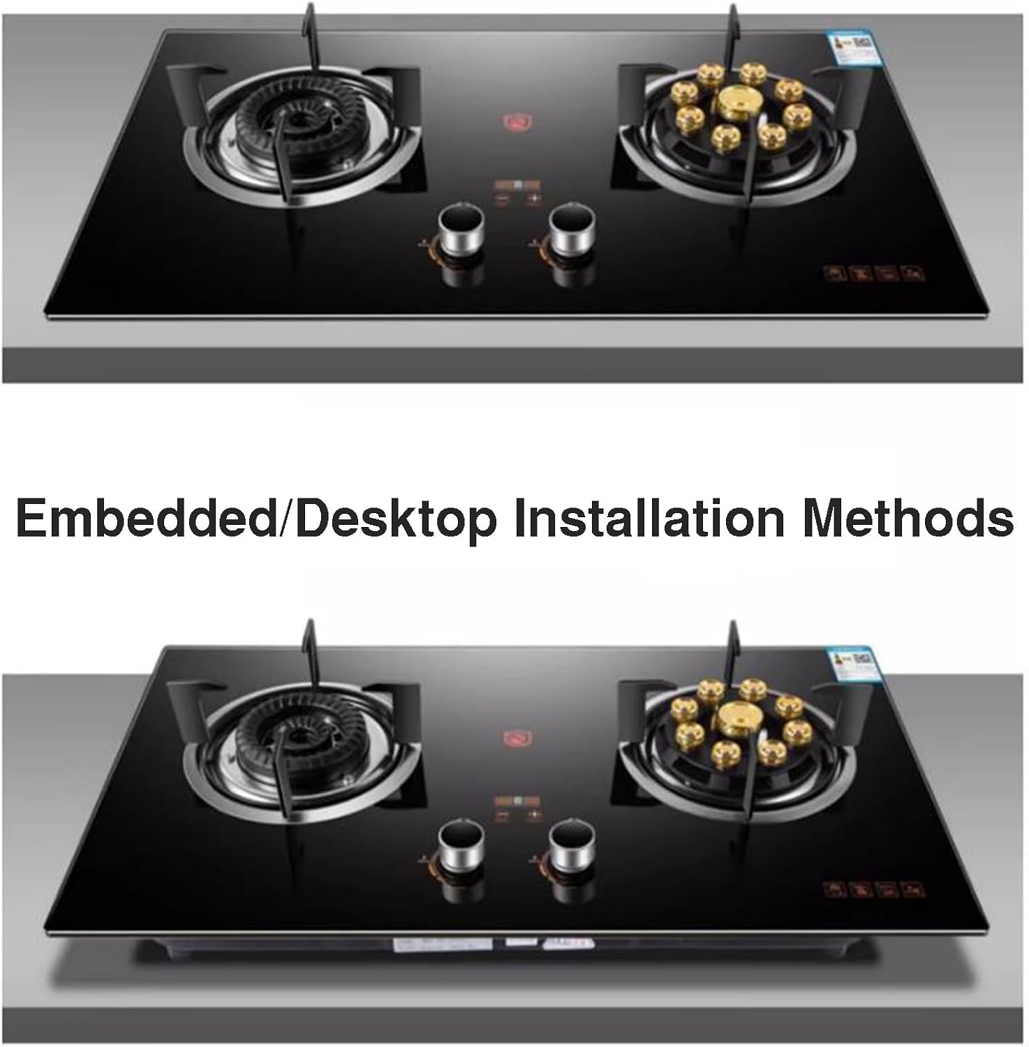5.2kw High-Efficiency Gas Hob,Portable Double Burner Stove,9-cavity High-heat Cooktop,Tempered Glass Auto-Ignition,with Flame Failure Protection,NG/LPG Compatible(LPG)