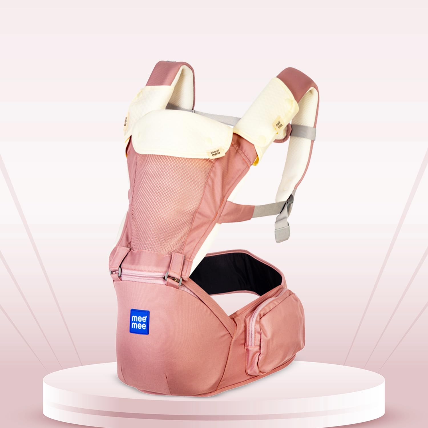 Mee Mee Comfy New Born Baby Carrier With 6 Baby carrying Modes Lightweight & Adjustable | Neck Support Baby Sling Carrier with Padded waist Support and shoulder support straps | safety buckle And Detachable Hip Seat for 0 to 3 Years (Pink)-image-18