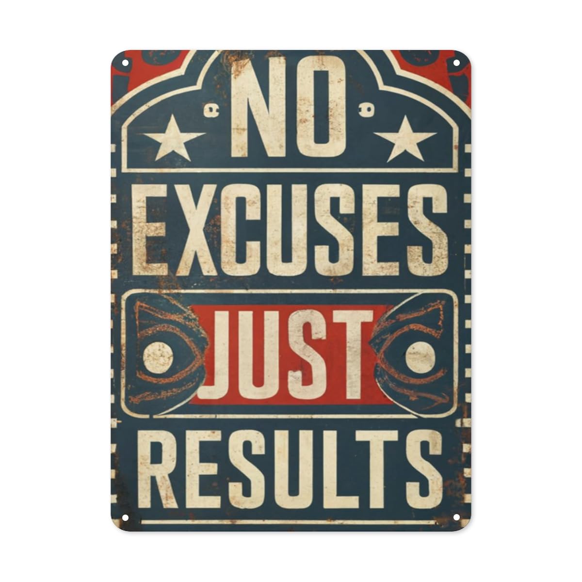 peiyeety Gym Retro Tin Sign No Excuses Just Results Metal Tin Sign Decoration Crafts Sign for Home Gym Bedroom Garage Inspirational Quotes Wall Decor 8x12inch