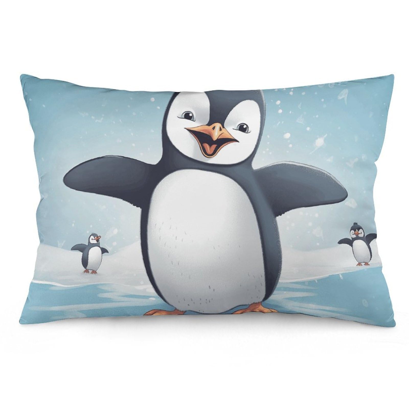 2 Pack Pillow Cases for Hair and Skin, Soft Breathable Pillow Case Covers with Hidden Zipper, Happy Penguin Pillowcase 20"x30" Pillow Covers for Sleeping Gift