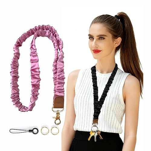 2 Pcs Scrunchie Lanyards Card Holder Set for ID Badges