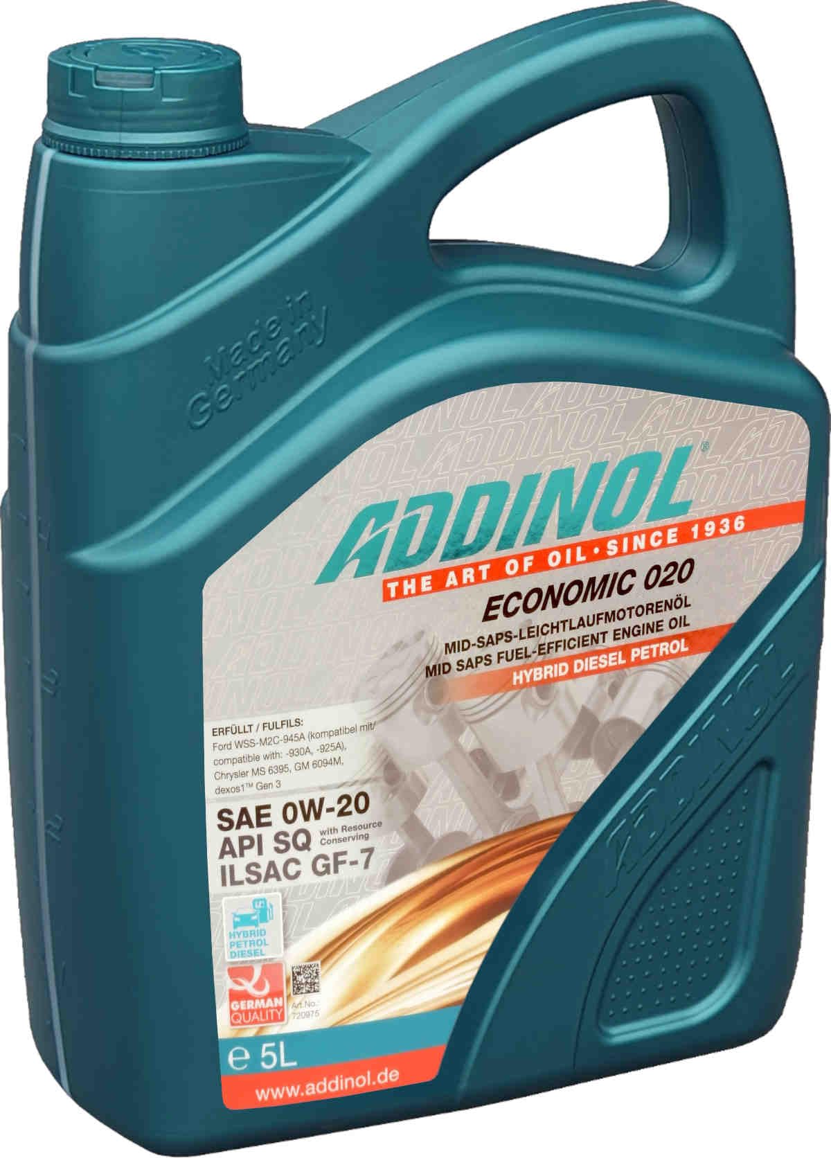 ADDINOL ECONOMIC 0W-20 Motorenöl, 5 Liter