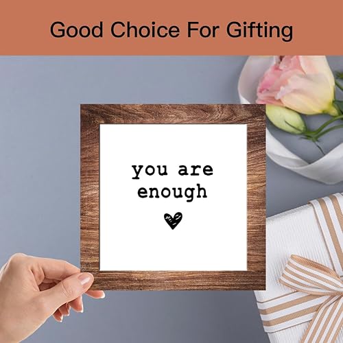 Miniatura 6 de Letrero de madera con soporte, You are enough, placa de madera inspiradora para el cuidado de la salud mental, decoración del hogar -A19