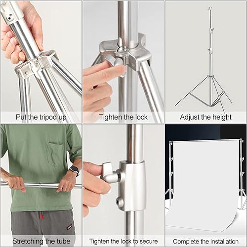 Miniatura 4 de Soporte de fondo de acero inoxidable de 9.5 x 10 pies para fondo de video ajustable para fotografía de retrato y estudio, sesión de fotos, fiestas,