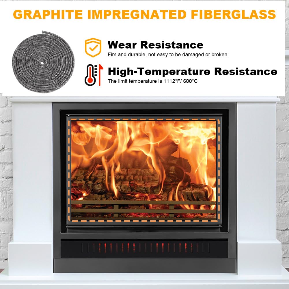 Flintronic Stove Rope, Heat Resistant Rope Seal Replacement Gasket with 4 Tapes - Image 3