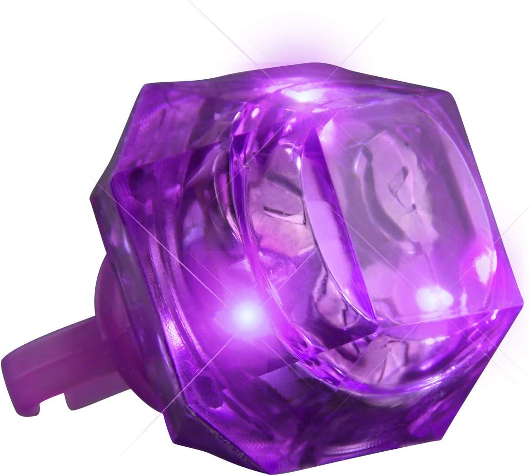 FlashingBlinkyLights Purple Huge Gem Light Up LED Rings (Set of 24)