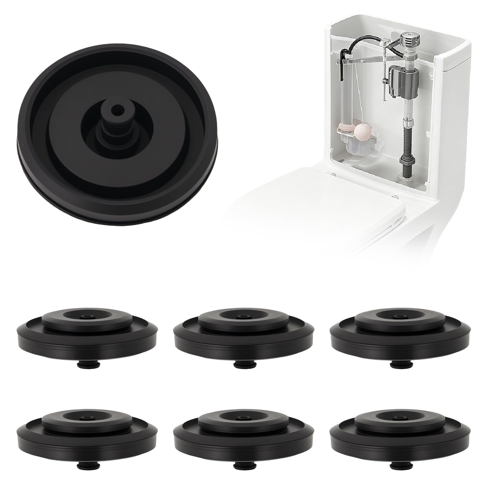 6 PCS 83143 Toilet Fill Valve Seal Replacement - Compatible with Fluidmaster-200/242/400/747, Black Rubber Toilet Fill Valve Seal Replacement Part, Durable Toilets Tank Part Diaphragm-image-45