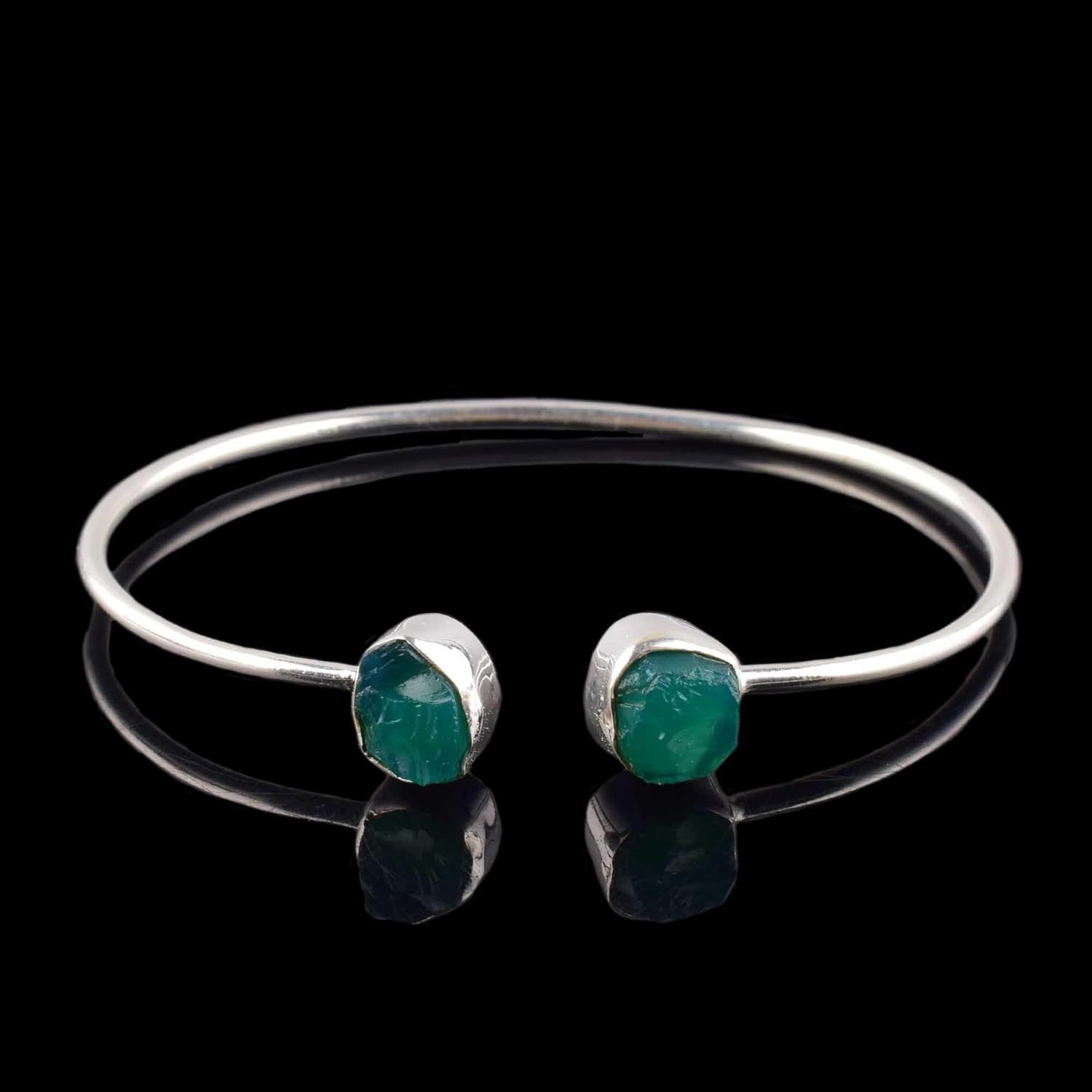 Natural Raw Green Onyx Cuff Bracelet, Healing Crystal Cuff Bracelet, Bangle Bracelet, Rough Gemstone Bracelet, Jewelry For Woman (green onyx) - Image 2