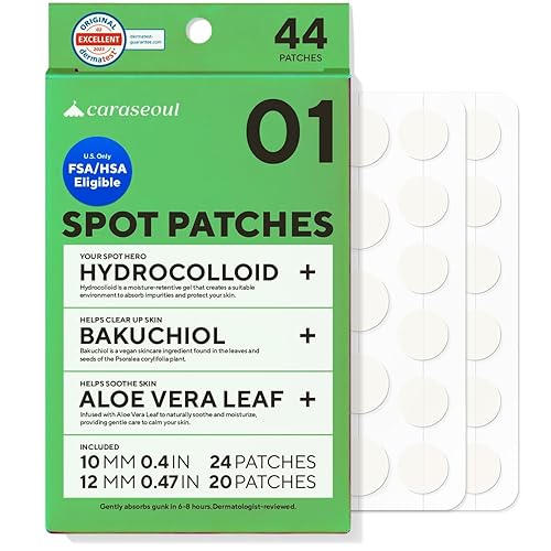 Miniatura 10 de caraseoul Parches de espinillas durante la noche, más grueso y extra adherencia, parche hidrocoloide para acné de 2 tamaños para acné y manchas