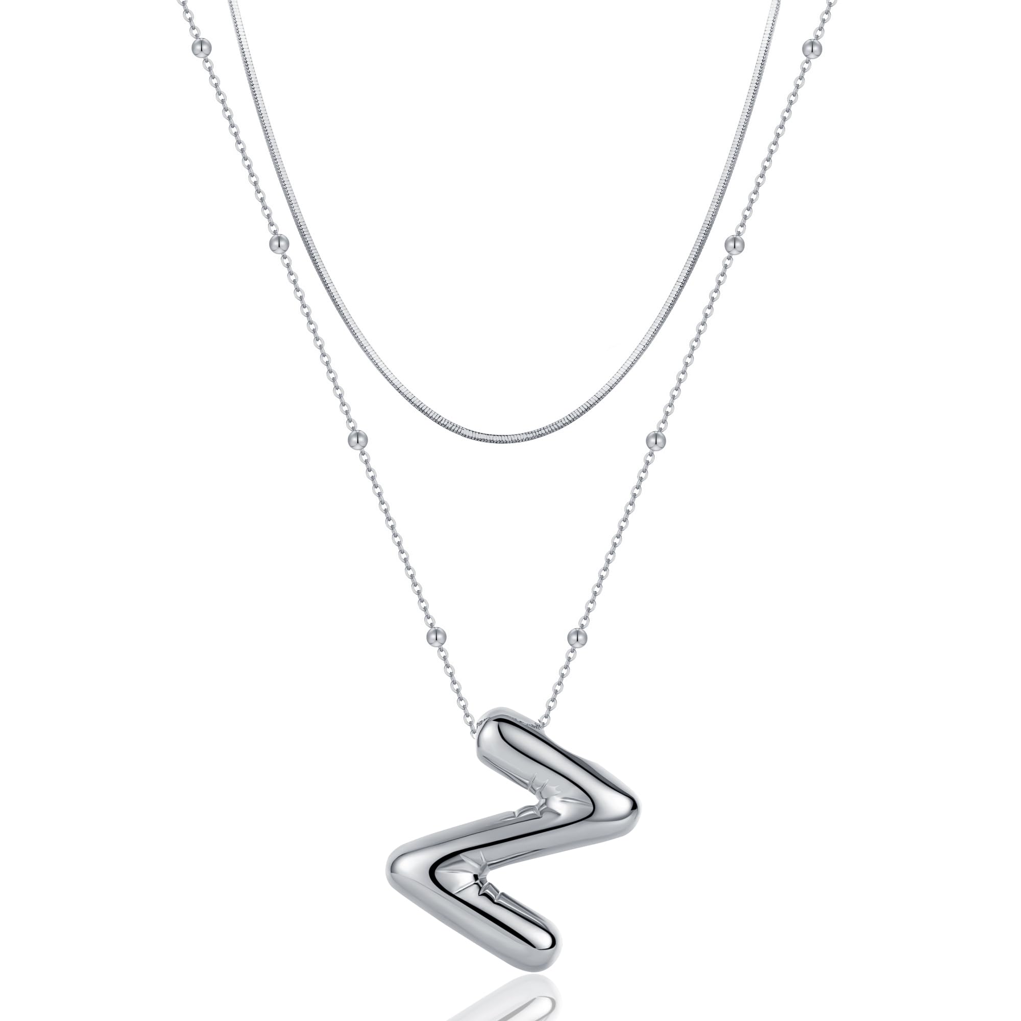 LLXYWJ Spersonalizowany wisiorek z alfabetem imienia Warstwowy choker | Kobiety Dziewczęta Dainty Naszyjnik z literami w kształcie balonów | 7" + 2"