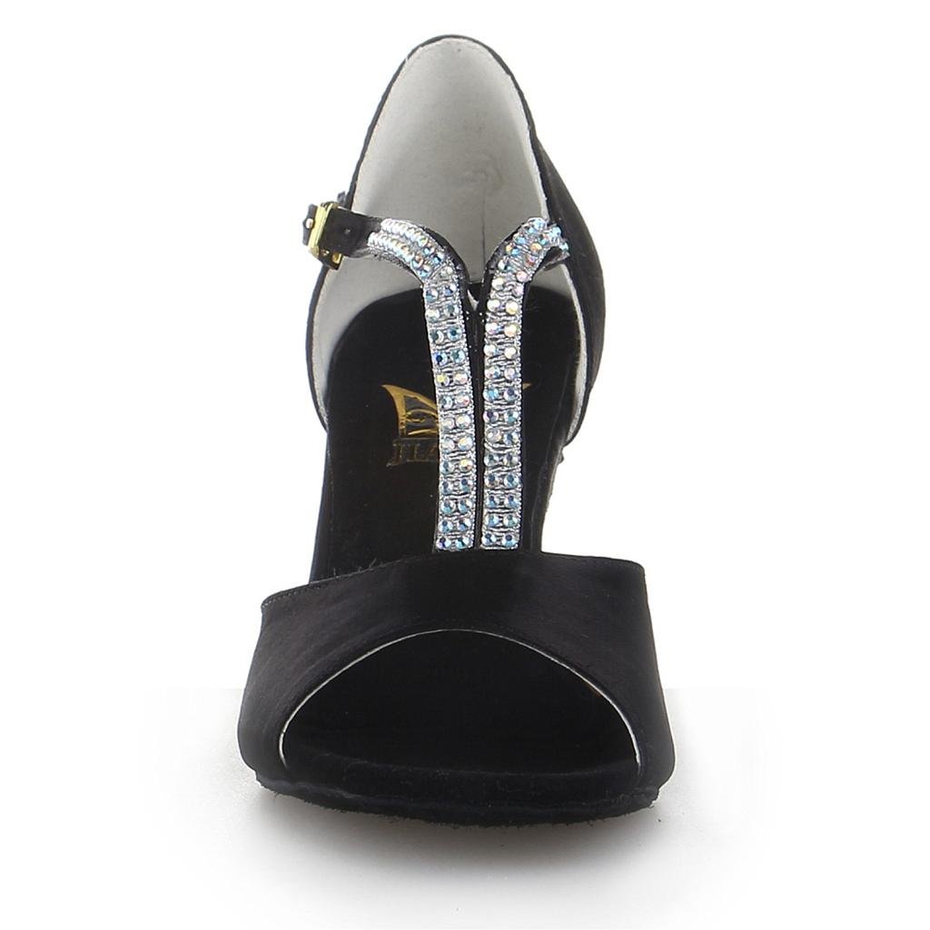 JIA JIA 20520 Sandalias de mujer Tacón acampanado Super Satén Zapatos de baile latino