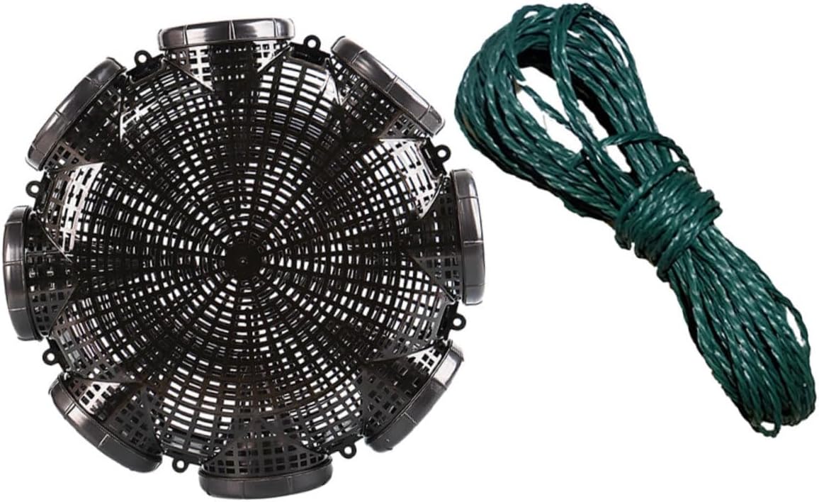 8holes Fishing Bait Cage with Multi-Holes for Crayfish and EEL Catching Portable Fishing Gear for Outdoor Adventures Hollow Design Prevents Bait Loss with Rope