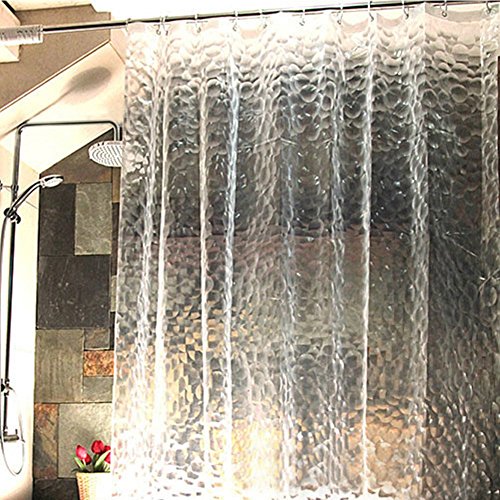 71 Inch By 71Inch 3D Cube Shower Curtain,Waterproof,Mildew Free Shower Curtain for Bath, Shower Liner 100% EVA with Plastic Hooks (White)