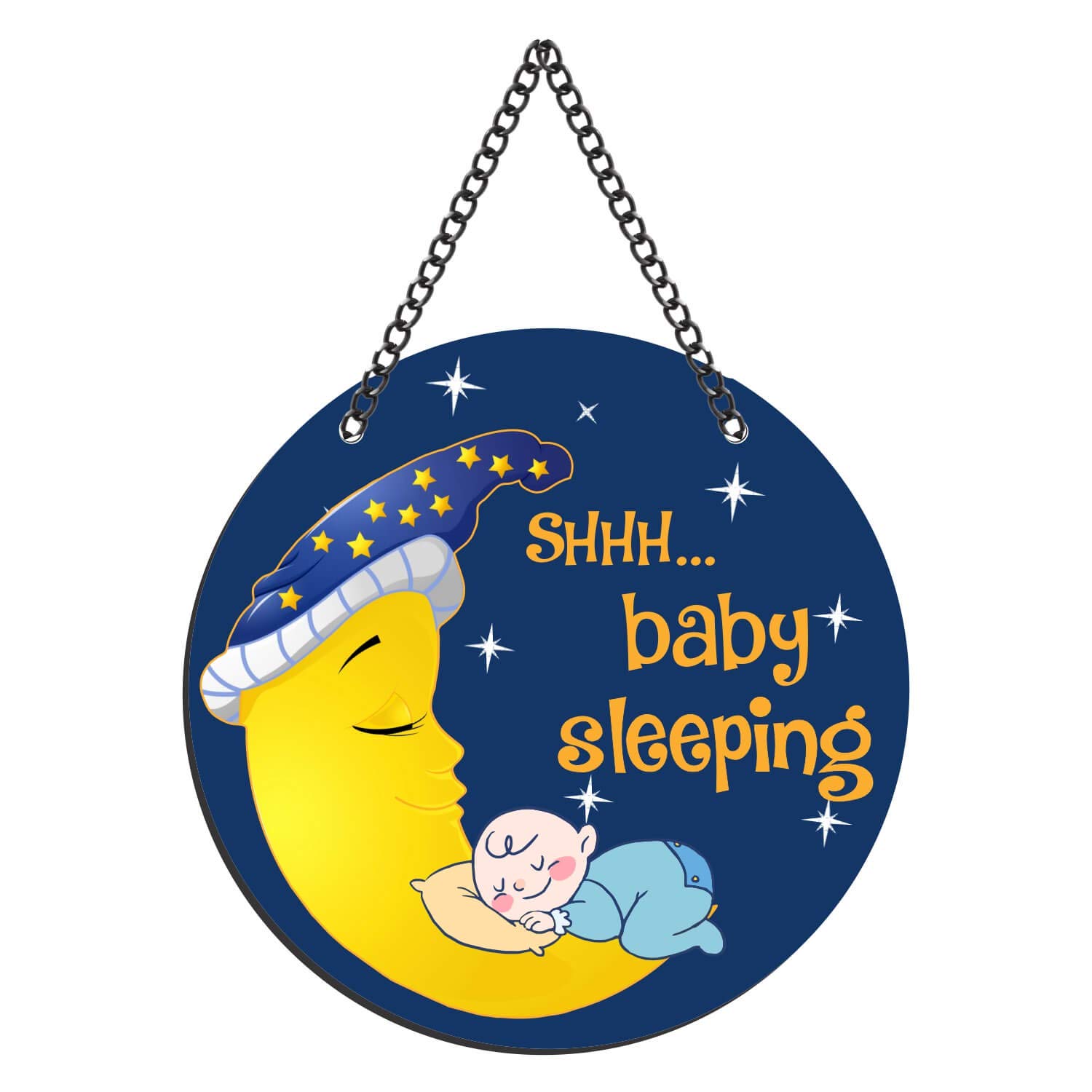 TheYaYaCafe Cute Baby Moon Sleeping Designer Wall Door Hanging (11x11 inches)