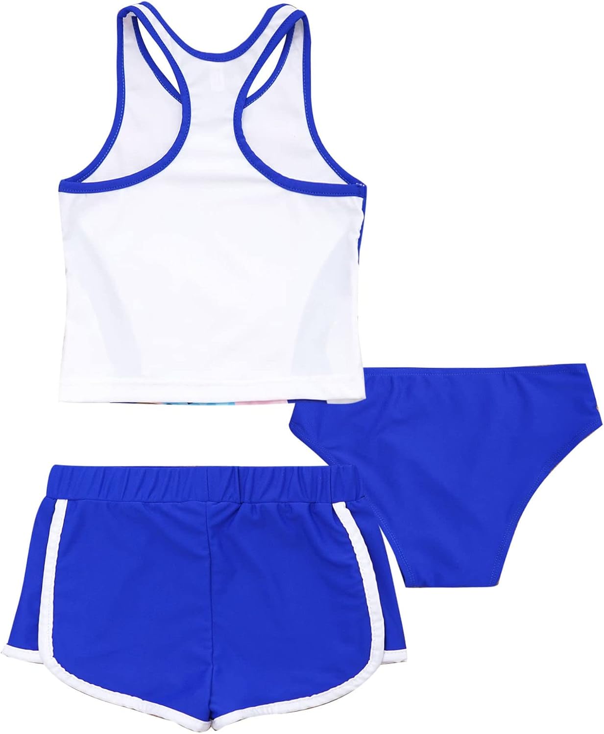 TTAO Kid Girls 3PCS Sport Tankini Set Swimsuit Crossback Swimwear Sleeveless Beach Bathing Suits