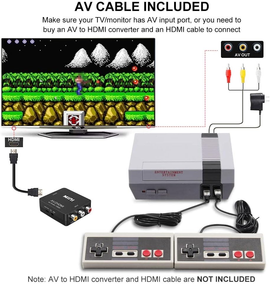 Retro Game Console Classic Mini Games, Preloaded Game Console, Mini Game Consoles with 2 Classic Mini Retro Game Console Controllers, AV Cable, and 620 Classic Games from Your Childhood : Video Games