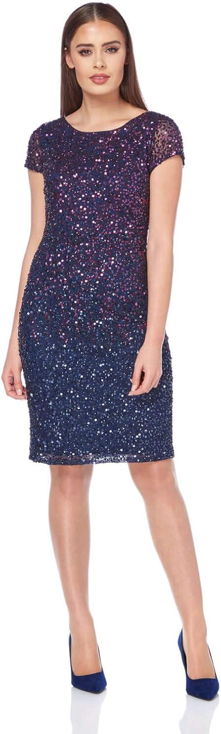 SEQUIN MINI PENCIL DRESS IN ROYAL BLUE - Lavalia