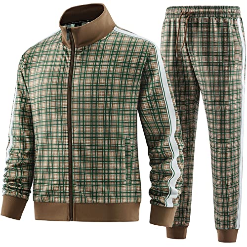 W JIANWANG Herren Jogginganzug Trainingsanzug Sportanzug Fußball Sporthose für Gym Tracksuit Atmungsaktiv Hausanzug Grün JW-2601-L