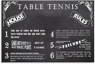 Vintage Chalkboard Table Tennis Poster Ping Pong House Rules Canvas Painting Posters And Prints Wall Art for Living Room Bedroom Decor 12x08inch(30x20cm) Unframe-style