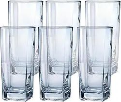 Conjunto de 6 Copos de Vidro Texas Transparente, 320 ml Quadrado Suco Agua Refrigerante Mesa Posta, Jogo de Copos