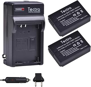 Tectra 1200mAh 2-Packs LP-E12 Battery + Charger Kit for Canon EOS M M10 EOS Rebel SL1 EOS 100D EOS M2 M50 M100 Digital Camera
