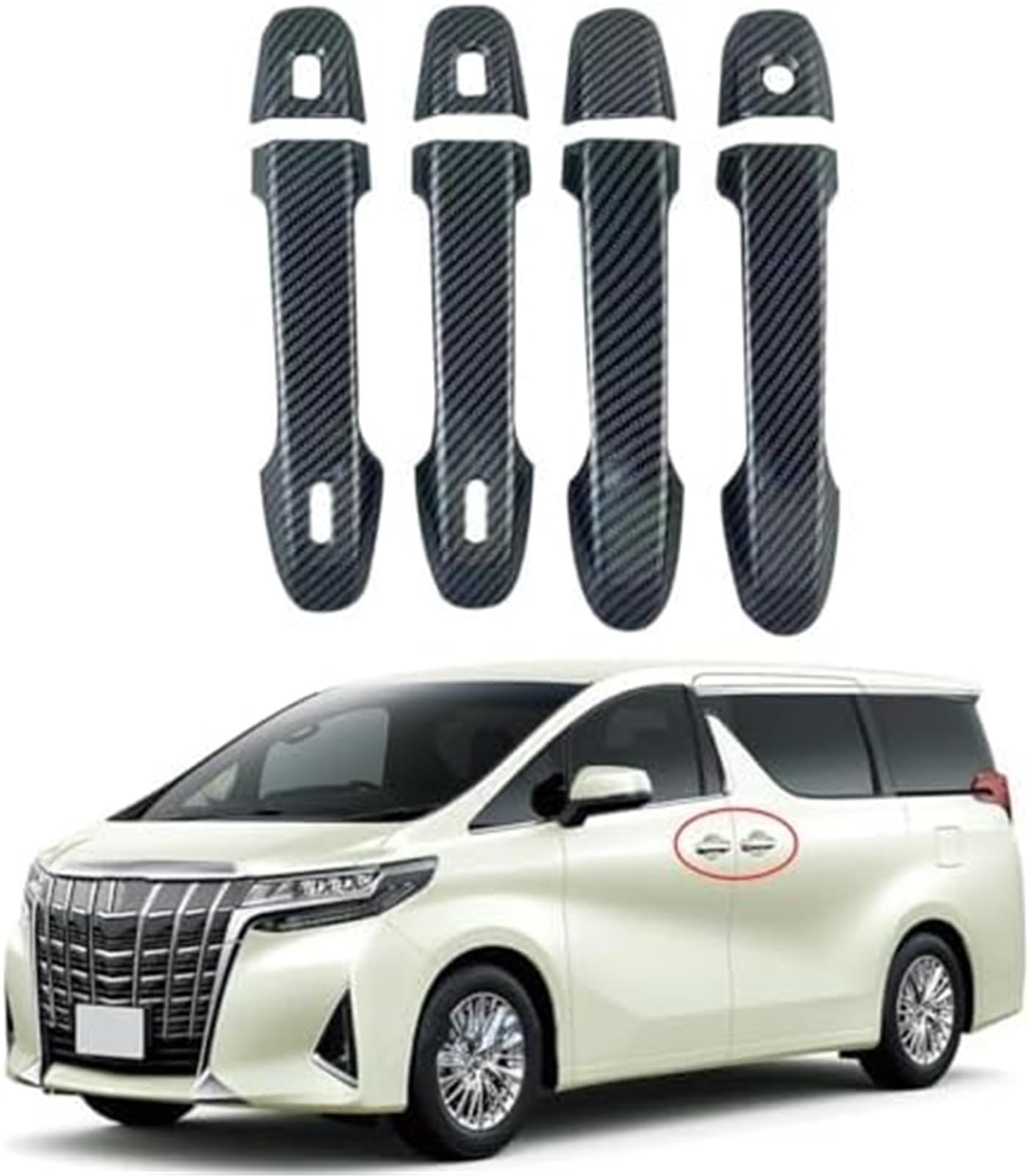 Klamka dla drzwi zewnętrznych, dla Toyota Alphard 2015 2016 2017 2018 2019 2020 2021 2022 obejmuje wykończenia akcesoria Osłona klamki drzwi(BLACK Carbon)