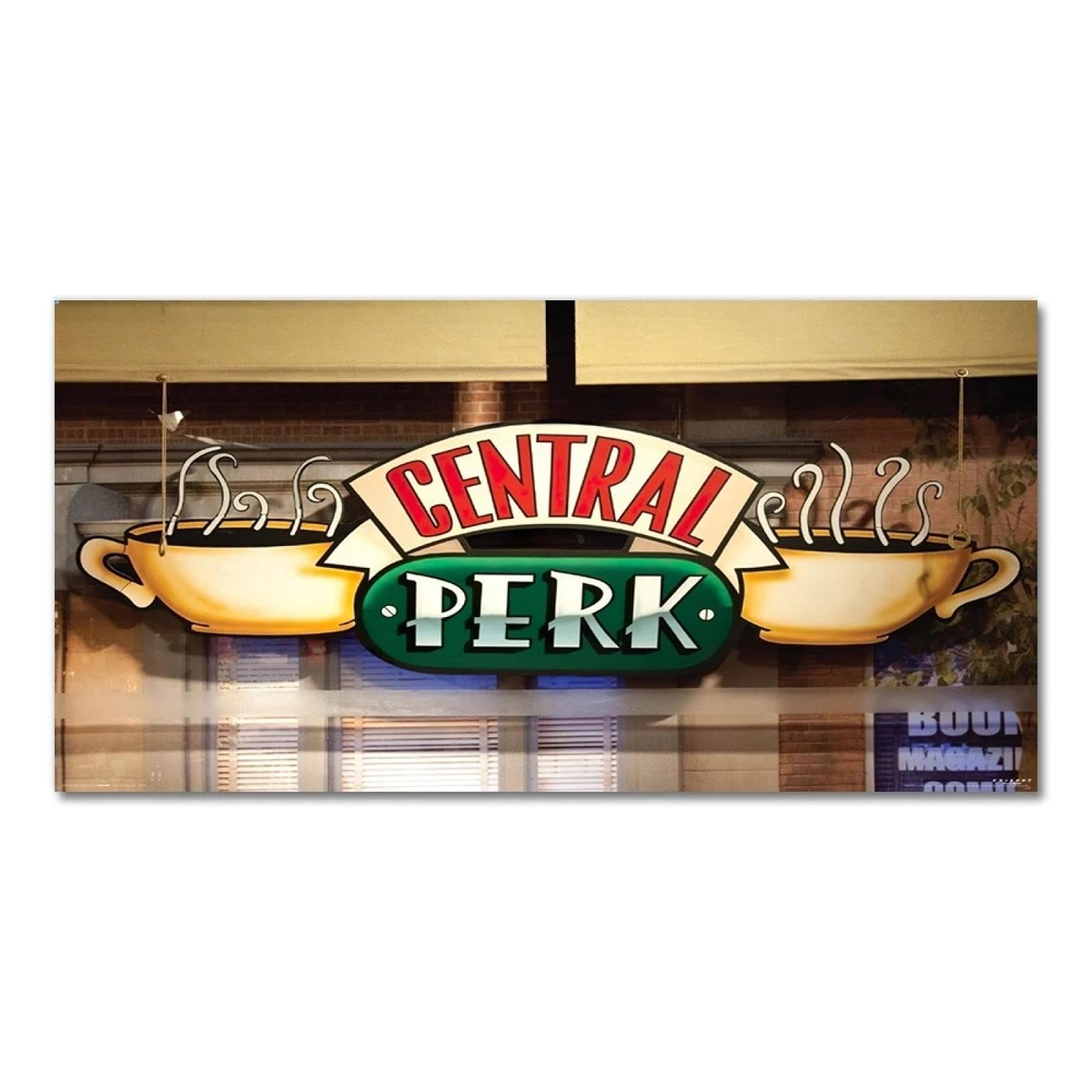 FKKJPJ Central Perk Cafe Dipinto su tela Amici Serie TV Poster e stampe Immagine scandinava da parete per soggiorno Decor 40x80in-100x200cm con cornice