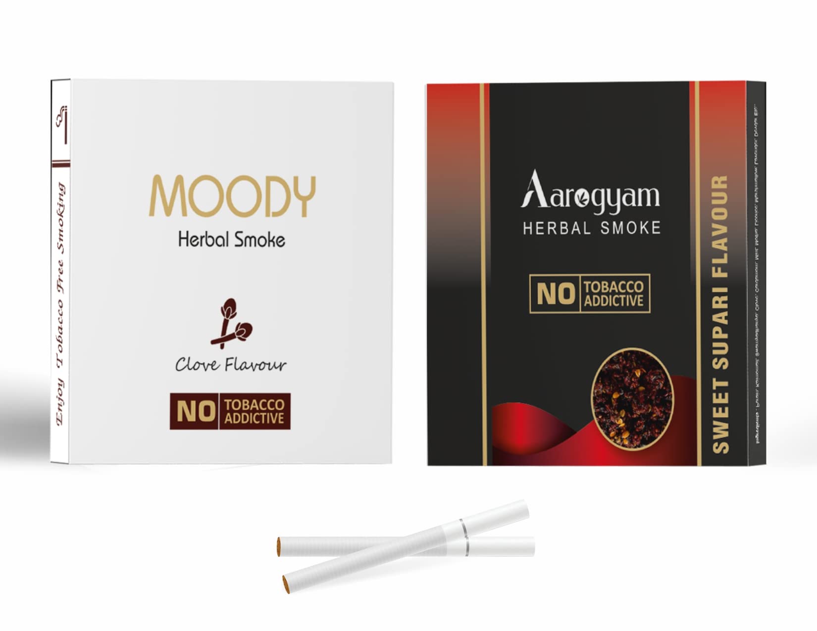 Aarogyam Herbals Pack of 2 Flavours 100% Tobacco & Nicotine Free Cigarette for Relieve Stress & Mood Enhance Product (SWEET SUPARI - MOODY CLOVE FLAVOUR) - 10 Sticks x 2 Packets (B0B49G9TVV) Amazon Price History, Amazon Price Tracker