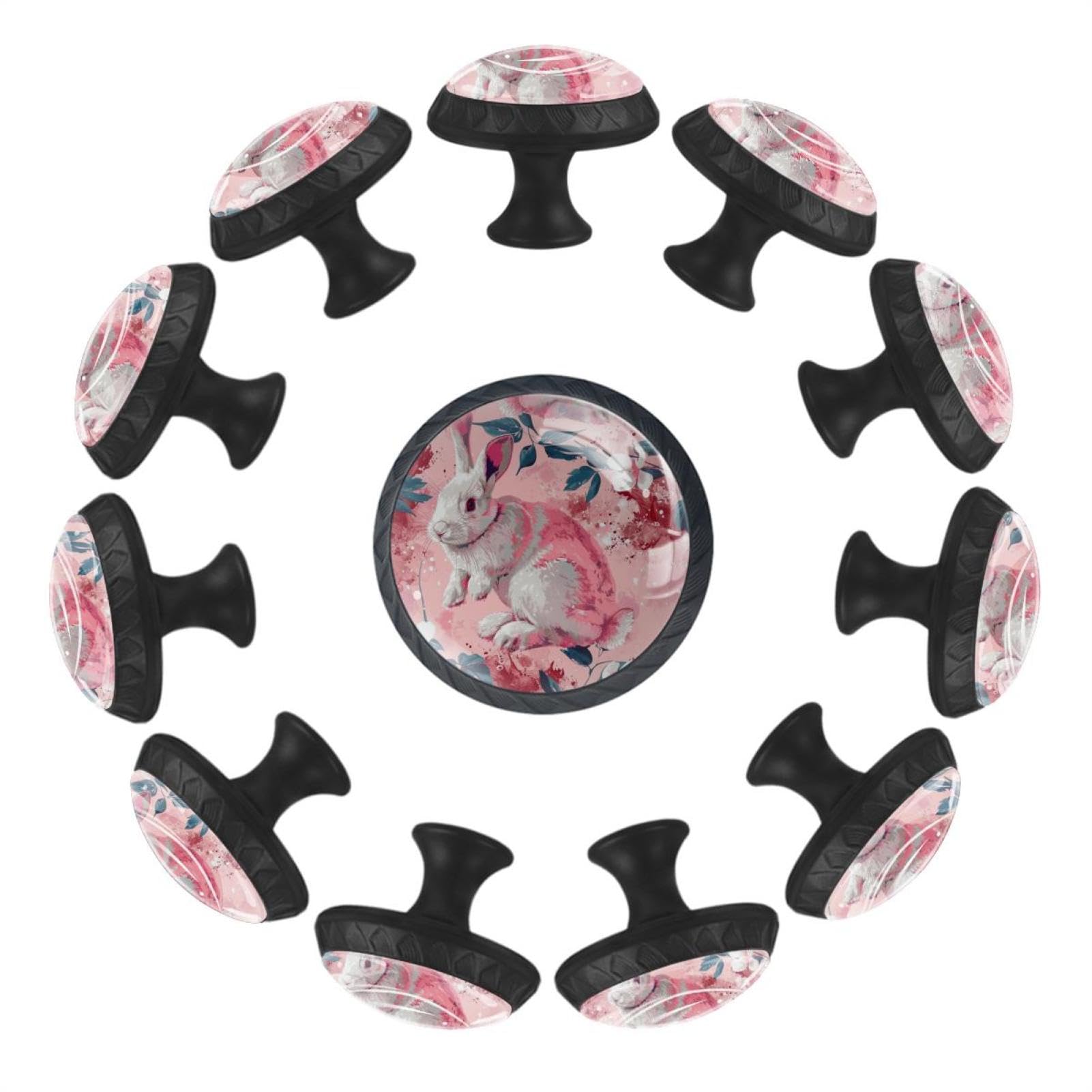 Boutons de tiroir lapin en cristal transparent pour meuble chic de cuisine Lot de 12