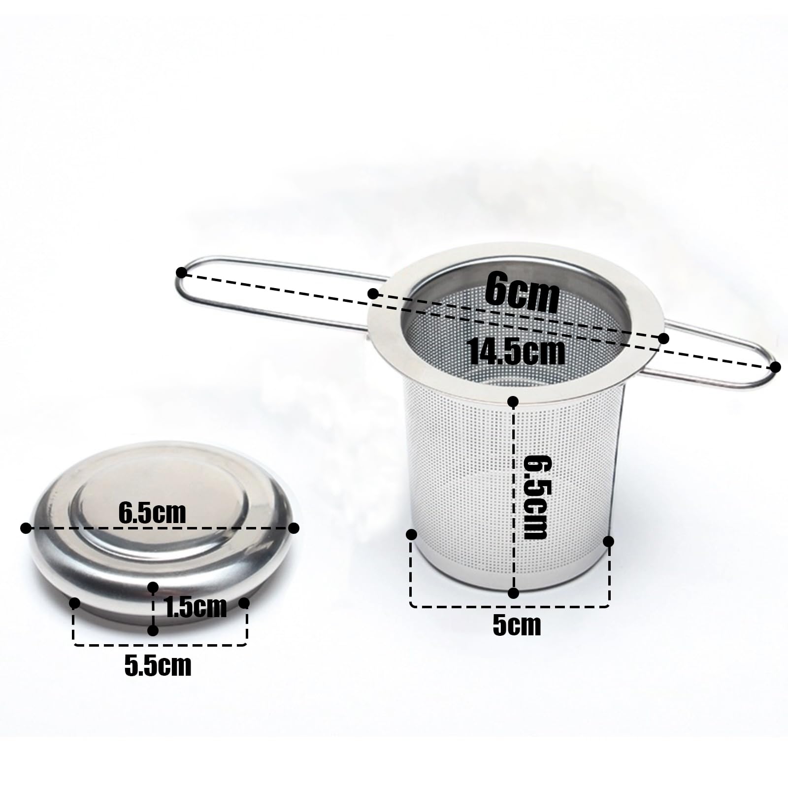 WinGluge Infusor de Te 304 Acero Inoxidable, Infusionador Universals, Filtros Te para Tazas Té de Hierbas, Colador Te con Tapa, Tea Infuser, Diseño de Mango Plegable, Neto Fina, para Teteras y Tazas