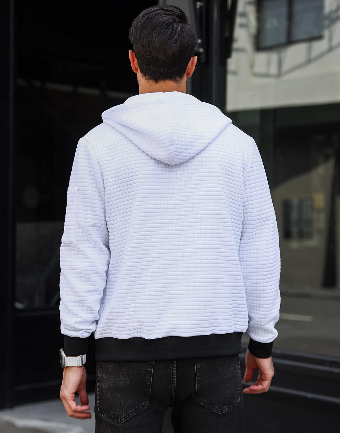 Mens Zip Up Hoodie Full-Zip Sweatshirt Lightweight Loose Fit Hooded Jackets - Image 4