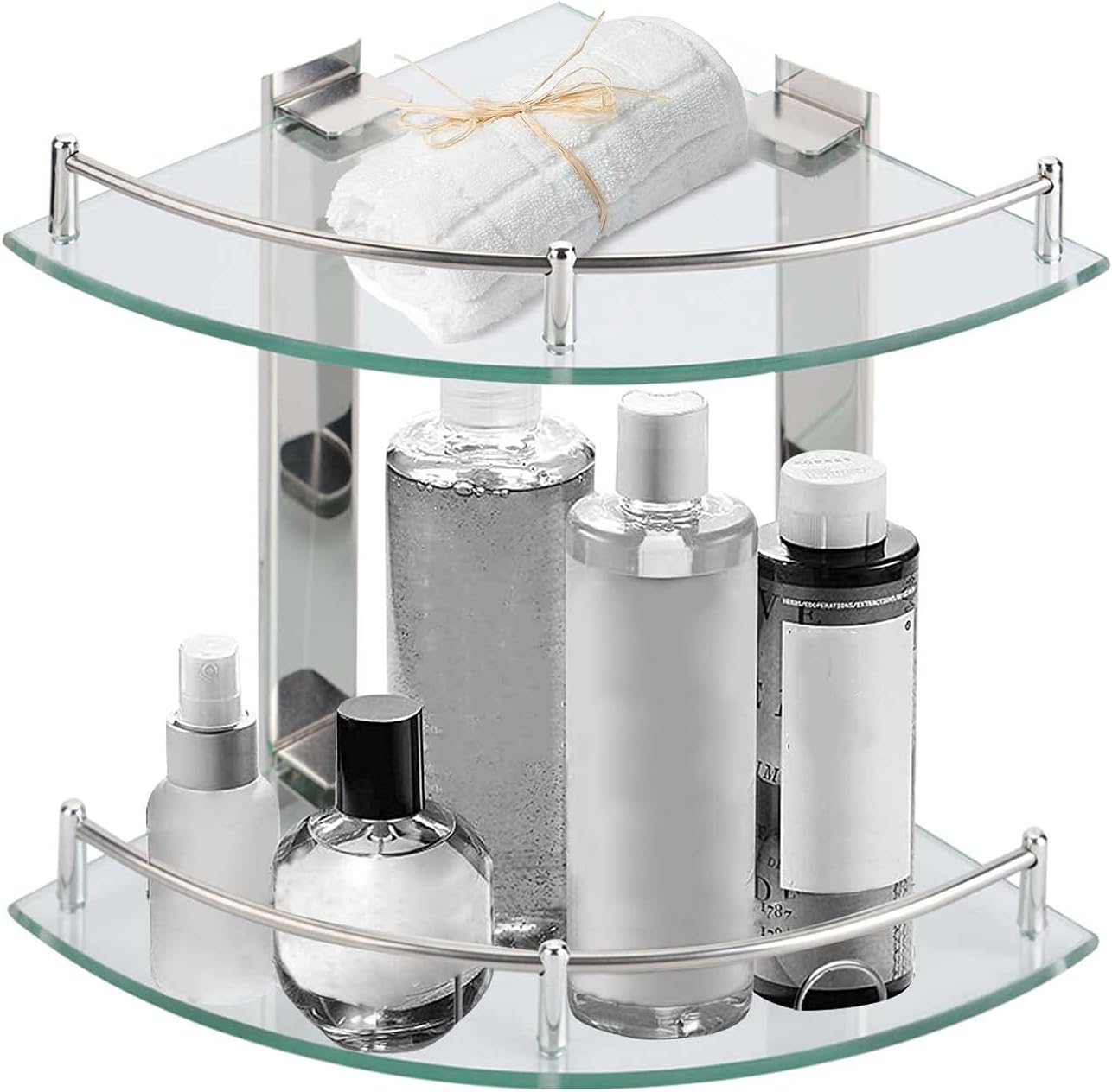Holdfiturn Bathroom Corner Shelves 2Tier Glass Bathroom Corner Shelf 2