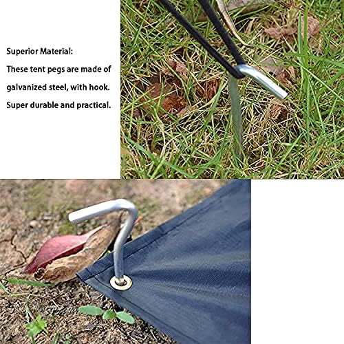 Galvanised 9' Long Tent Pegs Metal Heavy Duty | 50 Pack | Ground Pegs | Curved Hook Camping Pegs