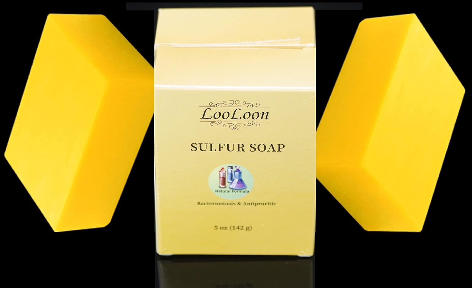 Looloon Sulfur Soap for Acne, Eczema, Dry Skin, 5 Oz X 2