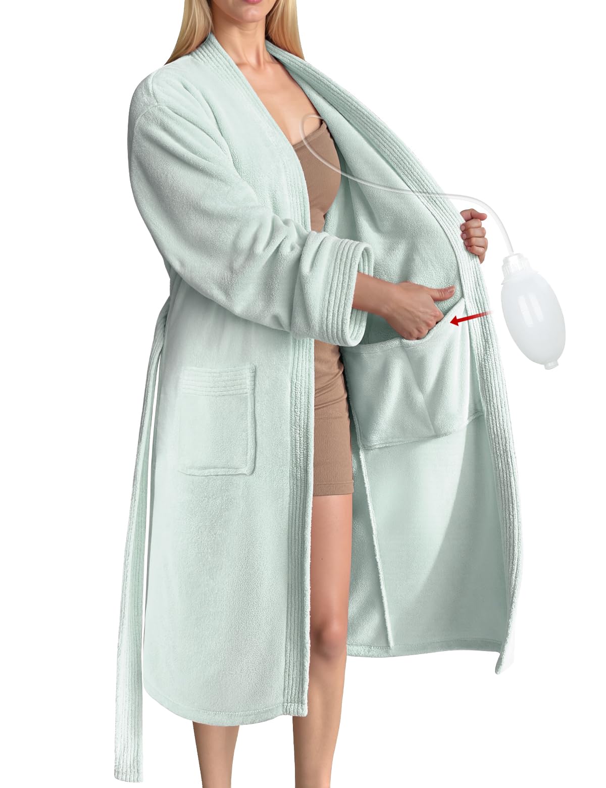 Post Surgery Mastectomy Robe Women with 4 Internal Drain Pockets ， Breast Cancer Recovery Robe