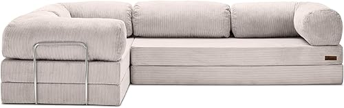 Miniatura 6 de TUFT & FINCH Sofá comprimido en forma de L de alta calidad, cama y asientos de 3 plazas, sofás seccionales convertibles para sala de estar, oficina