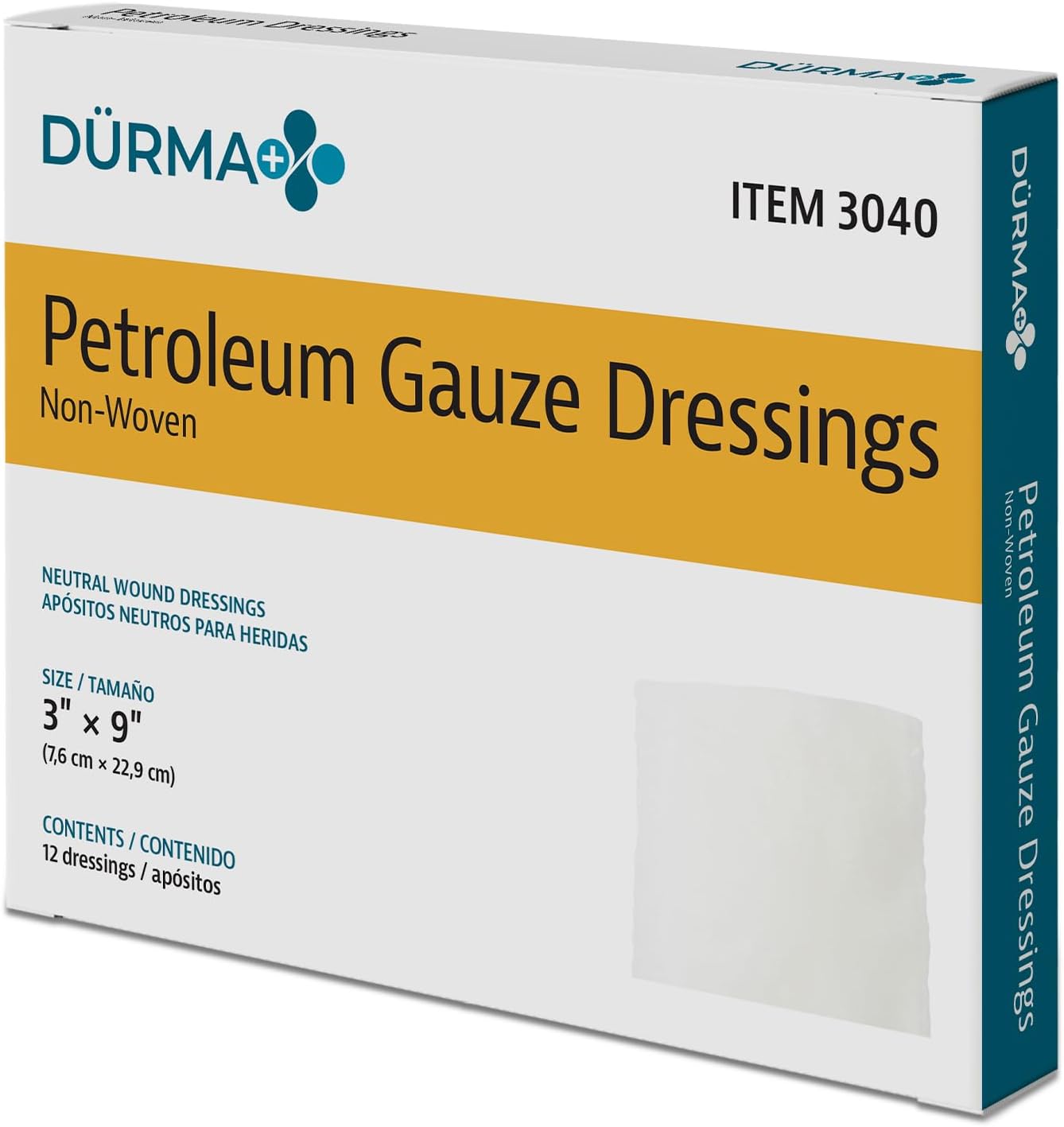 Dynarex Sterile Petroleum Non Adhering Gauze Dressing for Wounds, 12 Count