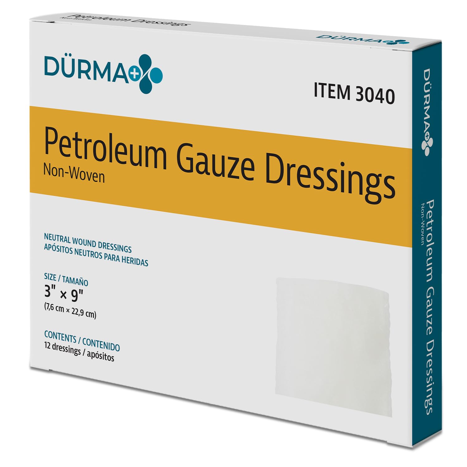 Dynarex Sterile Petroleum Non Adhering Gauze Dressing for Wounds, 12 Count