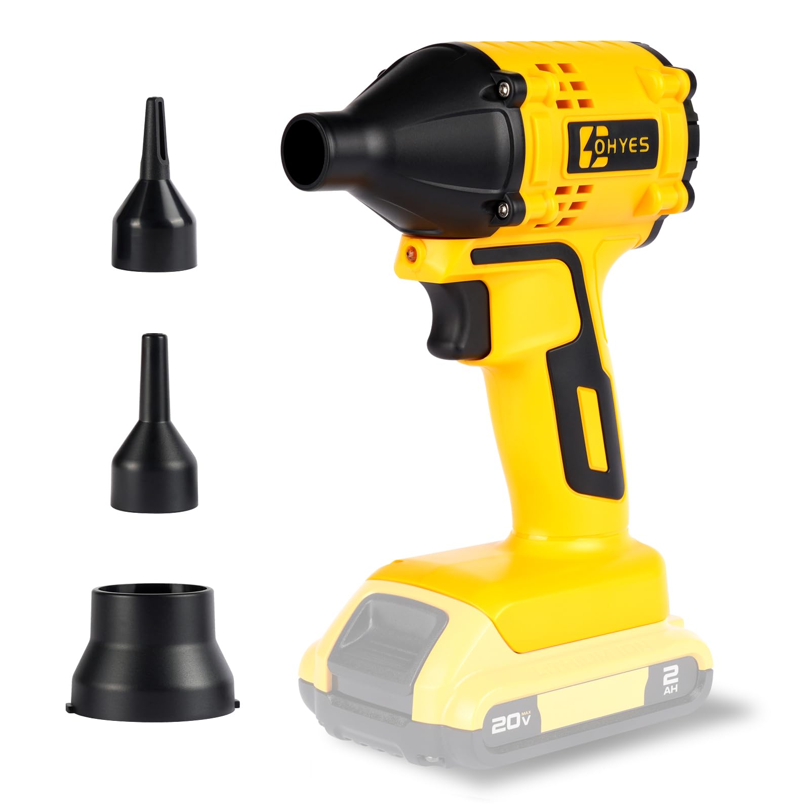 Photo 1 of Air Blower Brushless HighSpeed Motor Compatible with DeWALT 18v 20v Max Battery Air Duster Leaf Blower for Camping BBQ & Workshop (Battery not included) Yellow