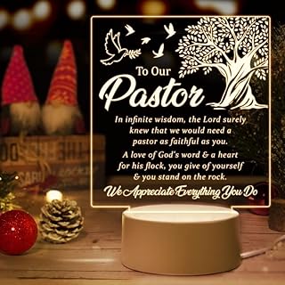 Vetbuosa Pastor Appreciation Gifts, Pastor Gifts for Men Women - Engraved Acrylic Night Light, Funny Gifts for Pastor Birthday, Anniversary, Thank You Present Religious Christian Tabletop Gift