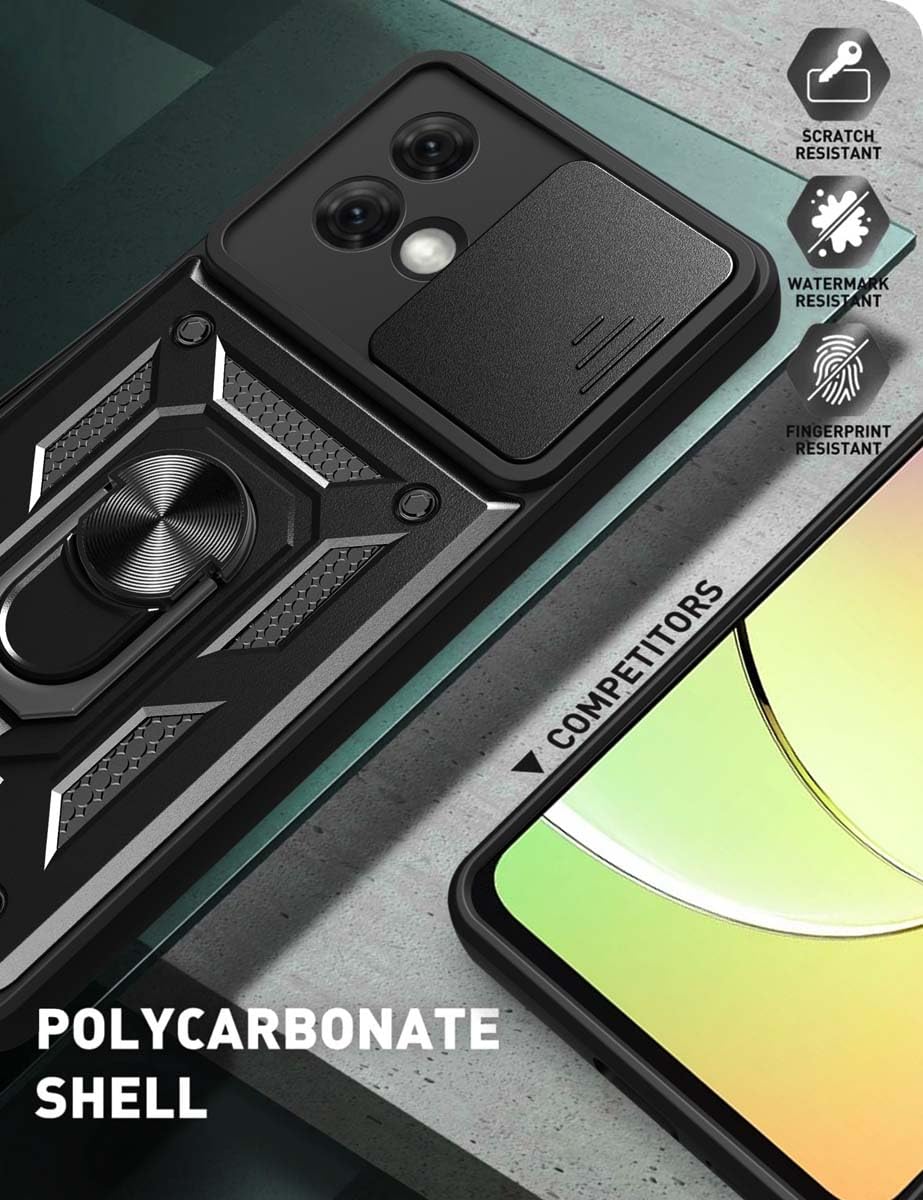 Coque GOKEN Pour Motorola Moto G84 – Protection 360° Avec Film écran Intégré – Silicone Souple Et Dos Rigide – Noir