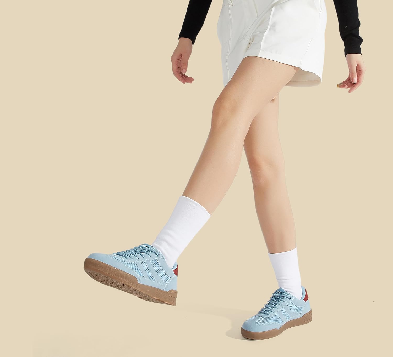 LUCKY STEP Women's Retro Fashion Sneakers Classic Mesh Gum Sole Tennis Footwear Casual Running Trainer Skate Walking Shoes - Image 7