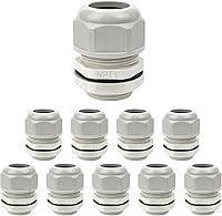 Vista 27 de LeMotech Paquete de 5 prensaestopas NPT de 3/4 pulgadas, impermeables, ajustables, conectores de cable de 0.492-0.709 in, juntas de nailon negro